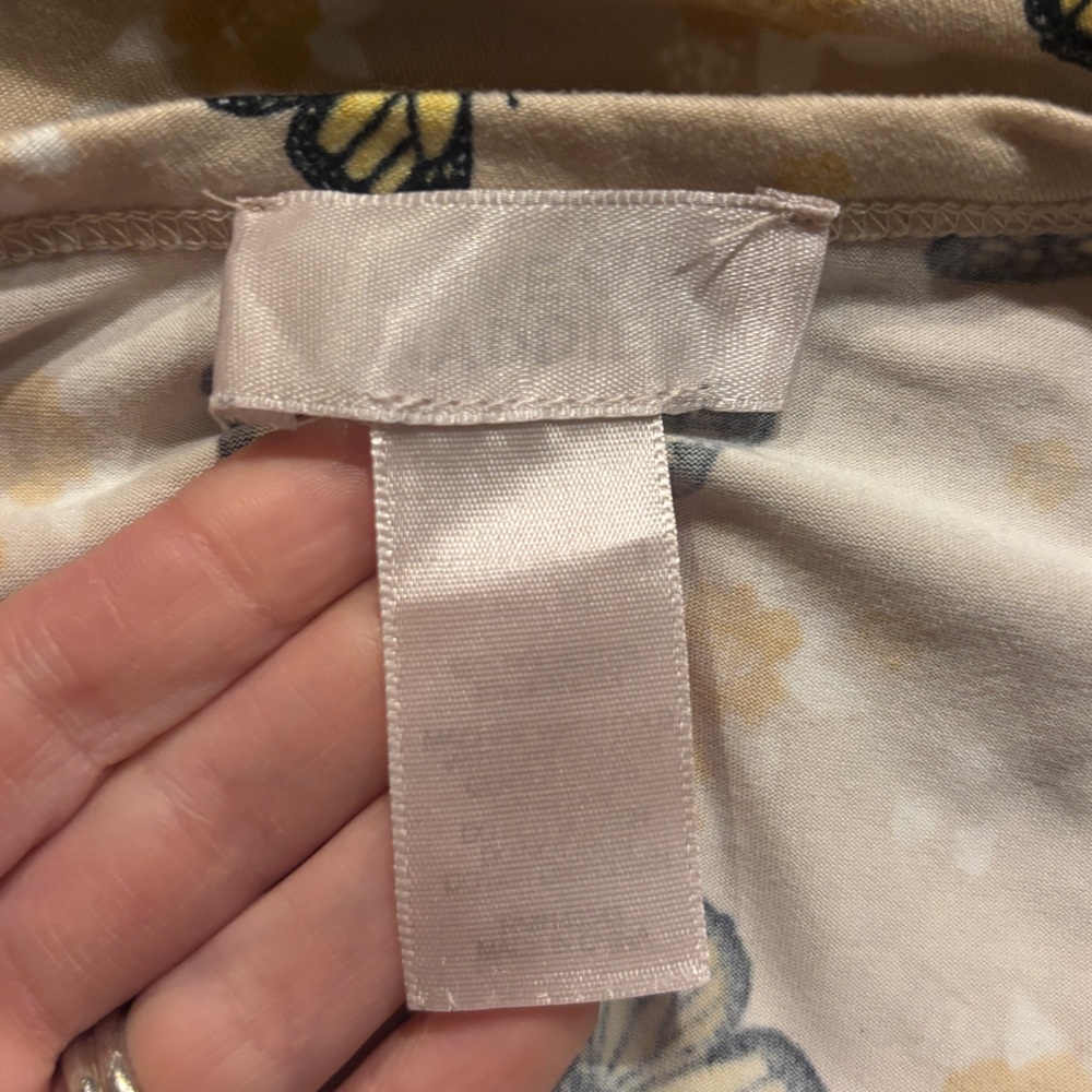Butterfly Print Ruched Tan Top - Picture 4 of 4